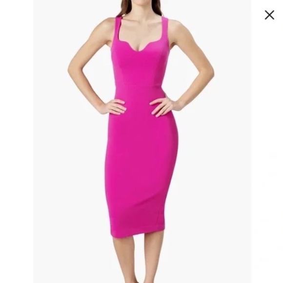 Dress the Population Hot Pink Sloane Midi Dress, Size Small - Picture 1 of 9